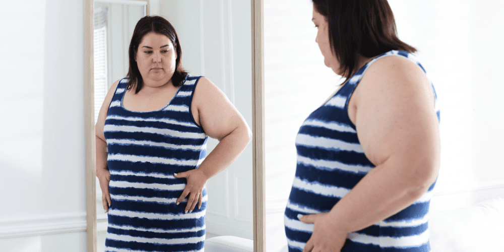 reflecting perimenopause weight changes.